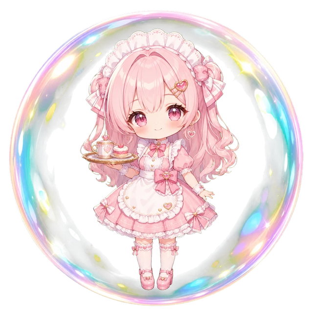 ピンクのメイドを描いたパズルピース